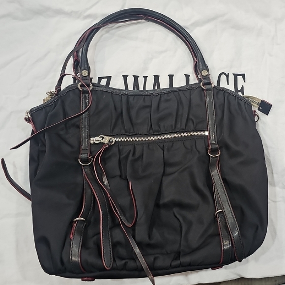 MZ Wallace Other - MZ Wallace Black Nylon Messenger Tote with Brown Trim